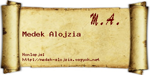 Medek Alojzia névjegykártya